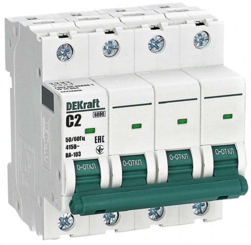 Выключатель автоматический DEKraft ВА-103 4п 2А C 6кА картинка